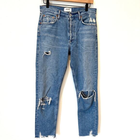 Agolde Jaime Distressed High Rise Denim Jeans Size 27 - Picture 4 of 13